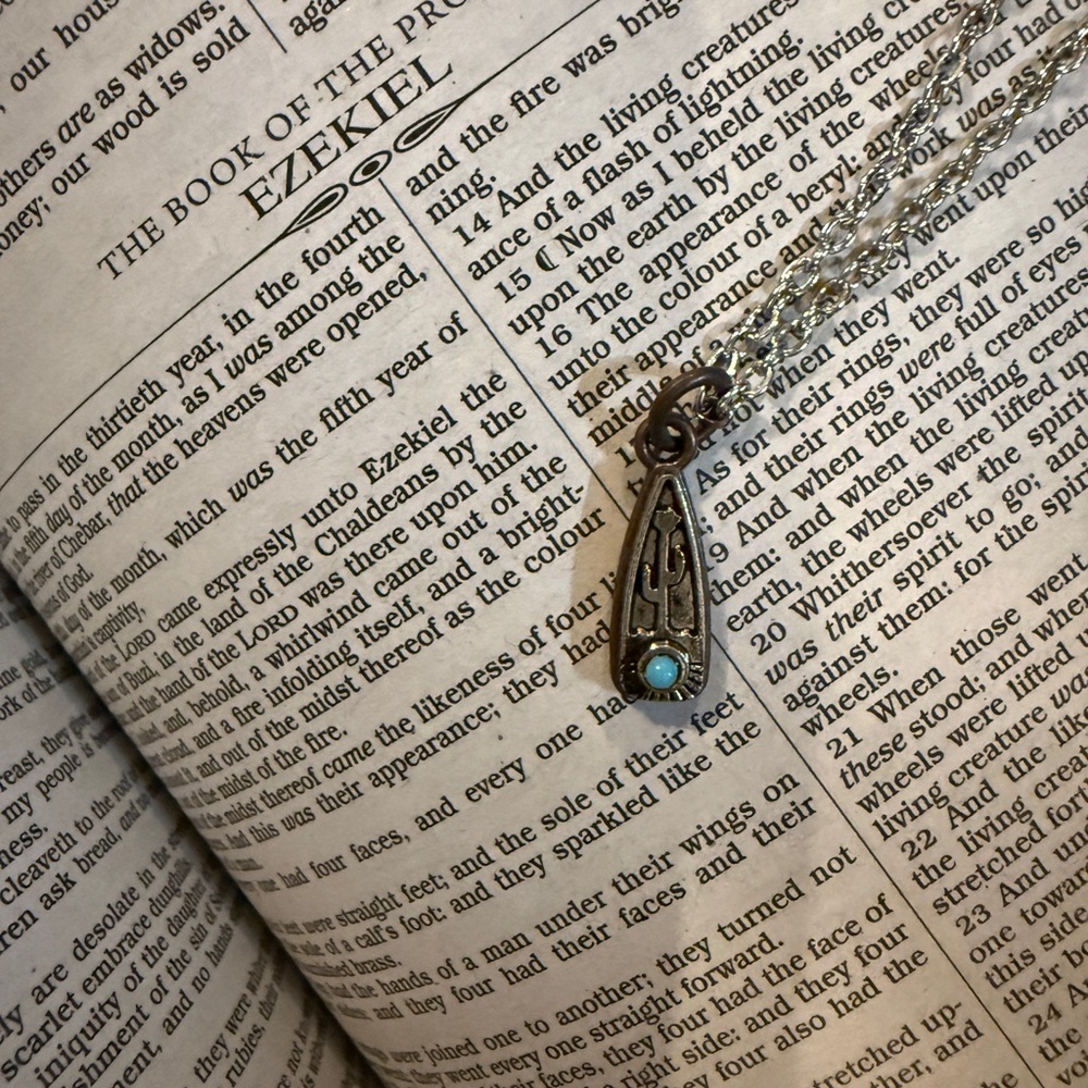 Silver and Turquoise Pendant Necklace